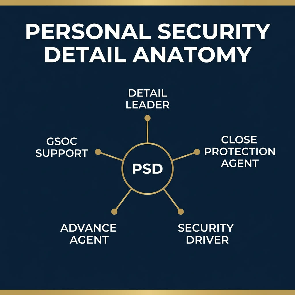 Personal Security Detail Anatomy: The Roles That Make a PSD Actually Work — related article from AMERINE Executive Protection