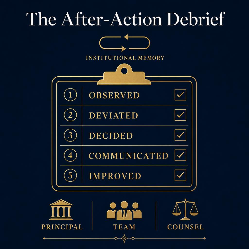 The After-Action Debrief: Turning Events Into Institutional Memory — related article from AMERINE Executive Protection