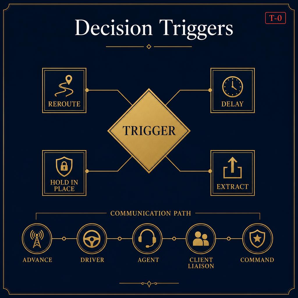 Decision Triggers: The Protective Playbook That Keeps Events Fluid — related article from AMERINE Executive Protection