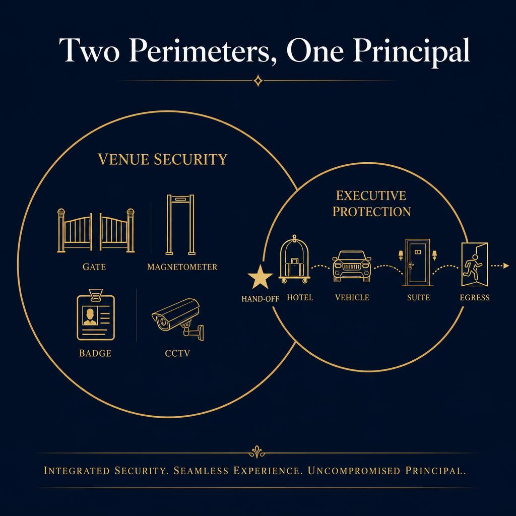 Executive Protection vs. Venue Security: Why Both Matter at Every Major Event — related article from AMERINE Executive Protection